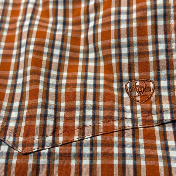 Ariat Pro Series Shirt - Size Medium - Orange Plaid - Long Sleeve Button Up - Picture 8 of 14